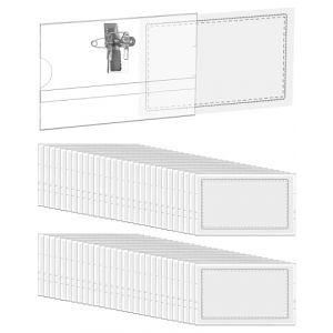 QWORK® 100PCS Porte Badge Horizontal avec Épingle et Clip, 90mm x 56mm, Épaisseur de 0,35mm, PVC Transparent (shavinglikes, neuf)