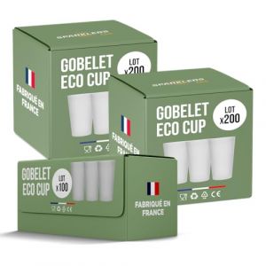 SPARKLERS CLUB Lot de 500 Gobelets R&eacute;utilisables ECO CUP 30cl - Jusqu'&agrave; 100 Lavages lave vaisselle - Gobelet Bi&egrave;re R&eacute;utilisable en Polypropyl&egrave;ne, Gobelet Eco Cup pour tout &eacute;v&egrave;nement (SPARKLERS CLUB, neuf)
