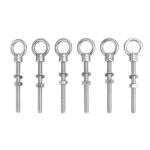 QWORK® 6 Pièces Vis àŒillet, Piton Inox M8x80mm, Piton à Visser, pour Fixation et Suspension (shavinglikes, neuf)