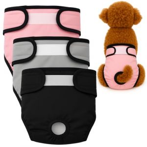 Lot de 3 Culotte Chiennes Chaleurs, Réutilisables Couche pour Chien Femelle Lavable, Couche Chien Femelle Très Absorbantes, Culotte pour Chiens Femelles en Chaleur et Incontinentes M (SMOLIKIA LTD, neuf)