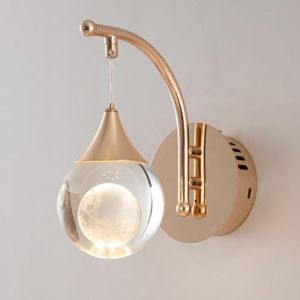 Applique murale en cristal globe, luminaire mural LED moderne avec 3 temp&eacute;ratures de couleur, applique murale en or rose, &eacute;clairage mural int&eacute;rieur pour chambre &agrave; coucher, chevet, salle de bain (YIHONG Co., Ltd., neuf)