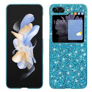 Coque pour Samsung Galaxy Z Flip 5 Paillette Glitter Housse Etui de Protection Shiny Cas Cover Strass Brillante Bling Bling Ultra Silicone Luxury Backcase Coquille pour Samsung Galaxy Z Flip 5,Bleu (Bolong, neuf)