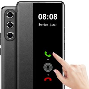 Coque pour Samsung Galaxy A16 Clapet Clear View Cover Coque pour Samsung A16 Etui à Rabat Intégrale Protection Case Flip Folio Silicone TPU Douce Antichoc 360 Full Body Antichoc Housse 5G (Noir) (ZhuChuangYouSuJiaoZhiPinYouXianGongSi, neuf)