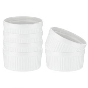GR&Auml;WE Lot de 6 coupelles en c&eacute;ramique - Pour cr&egrave;me br&ucirc;l&eacute;e - Passe au four - 250 ml - Blanc mat - Bols &agrave; dessert ronds - Diam&egrave;tre : 10 cm - Mini plats &agrave; gratin - Empilables - Passent au lave-vaisselle (Gr&auml;we-shop, neuf)
