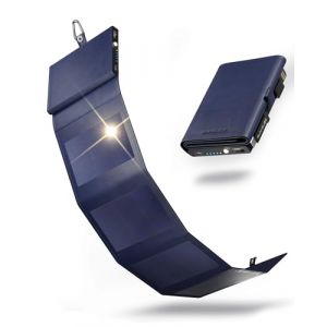 Mini Batterie Externe Solaire Portable 4000 mAh - 4W Sunslice Photon, Plus Petit Chargeur solaire, panneau solaire portable pour smartphone, pour la Randonnée, compatible avec toutes les marques, Bleu (Sunslice SRL, neuf)