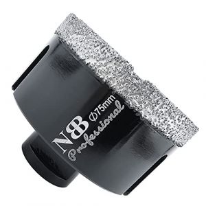 NBB Scie cloche diamant brasé sous vide avec M14, pour le forage à sec ou humide de manière professionnelle sur porcelaine dure, céramique, carrelage, granit, pour meuleuse d'angle (Dia.75mm) (EASTAR SUPER HARD TOOLS S.L., neuf)