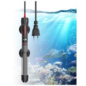 GlowUp Chauffage D'Aquarium 100W, Chauffage en Verre Submersible Température Réglable Chauffe-Aquarium avec Ventouse Thermomètre Intégré Régulateur de Température Externe pour Aquarium 20L-60L (GlowUp-fr, neuf)