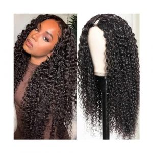 Perruques U Part Wig crépus bouclés perruques for femmes noires, 10-26 pouces cheveux humains U forme pince en perruques bouclés U partie Remy Extension de cheveux humains Perruques de remplacement de (qingyinouzhou, neuf)