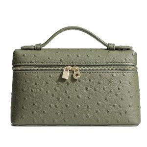 Rejolly Sac à bandoulière L19 pour femme, pochette en cuir avec poignée sur le dessus, sac à main à bandoulière silencieux, luxueux et tendance, Matériel autruche noir doré (diyihuotao, neuf)