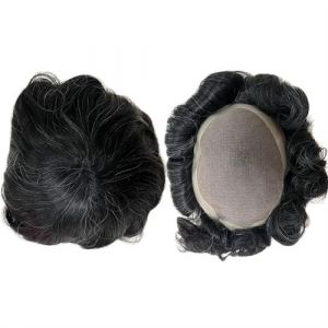 DTACBNEUZ Perruque pour homme, proth&egrave;se avec cheveux gris, perruque de cheveux naturels 100 % humains Remy indiens, syst&egrave;me de touche pour homme, perruque de cheveux synth&eacute;tiques naturels et duveteux (linjie20248, neuf)