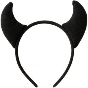QIZHIQIAMY Serre Tete Corne Diable Halloween Serre T&ecirc;te Corne de Diable en Tissu Halloween D&eacute;guisement Effrayant Accessoire pour Enfant Adulte D&eacute;guisements de F&ecirc;te, Cosplay (Noir) (qizhiparty, neuf)