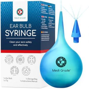 Seringue Plastique [200 ml] pour le Nettoyage Oreille et Retirer les Bouchons d’Oreille, avec Récipient en Bonus par Medi Grade, Seringue Cure Oreille Facile à Presser, Grande Capacité (FBGC Limited, neuf)