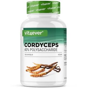 Champignon Cordyceps - 300 gélules avec 650 mg de véritable extrait de CS-4-40% de polysaccharides bioactifs - Haute dose - Champignon chenille - Vegan (LifeBalance Trading Supplements, neuf)