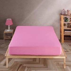 Vency Drap-housse en jersey - 200 x 200 cm - Rose - 100 % coton - Drap de lit de 200 x 200 à 35 cm de hauteur de matelas - Rose (Vency Fr, neuf)