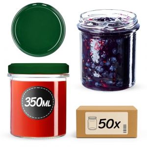 KADAX Lot de 50 bocaux en verre 350 ml avec couvercle &agrave; visser fi82 mm, bocaux de conservation pour champignons, confitures, miel, pots &agrave; confiture avec couvercle, bocaux herm&eacute;tiques &agrave; offrir, pots &agrave; (KADAX, neuf)