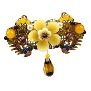 Healvian Barrette &agrave; Cheveux Vintage Jaune Pour Queue De Cheval, Grosse Pince &agrave; Ressort Pour Femmes, Accessoire Printanier &Eacute;l&eacute;gant, Maintien Sans Trace, Coiffure Au Quotidien (Pxinyao, neuf)