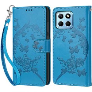 Coque pour Honor 70 Lite, Housse Etui Portefeuille Cuir Multifonction, Fermeture Magn&eacute;tique &agrave; Clapet Anti-Choc Compatible avec Coque Honor X8 5G / X6 4G Book - Bleu (KENHONER, neuf)