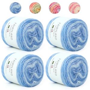 Aeelike 400g Laine Crochet, 245m Super L&eacute;ger Gradient Pelote de Laine, Laine &agrave; Tricoter Multicolore Super Doux pour Couverture B&eacute;b&eacute; Pulls &Eacute;charpe Chapeaux, Ombr&eacute; Laine Coton Ciel &Eacute;toil&eacute; (EuErYang, neuf)