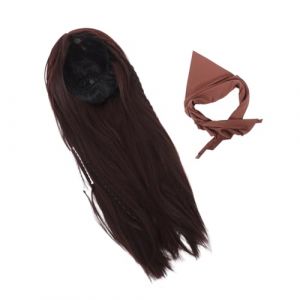 CLISPEED Perruque Pirate Brune pour Cosplay Ensemble avec Foulard Accessoire de Costume de Pirate pour Soir&eacute;e Costum&eacute;e et Halloween (Yeahzl, neuf)