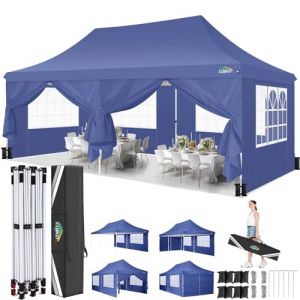 COBIZI Tonnelle Pliable 3x6m, Tonnelle de Jardin 3x6m, Étanche et Stable - avec 6 Panneaux latéraux, UV50+, Toit surélevé et Sac de Transport - pour Jardin, fête, Festival, Mariage (Qiopes, neuf)