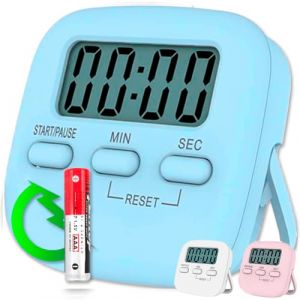 Timer Cuisine Digitale Avec Grand Écran LCD | Pomodoro Avec Alarme Forte | Chronomètre | Time Timer | Minuteur Visuel Aimanté (Bleu) (CREADY, neuf)