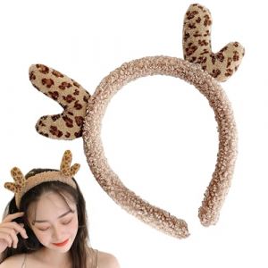 XIAOXIAOYU Serre-t&ecirc;te en bois de cerf &ndash; Accessoires de t&ecirc;te de l&eacute;opard &ndash; Serre-t&ecirc;te de No&euml;l en bois de cerf &ndash; Accessoire de coiffure pour femme (syfmbz, neuf)