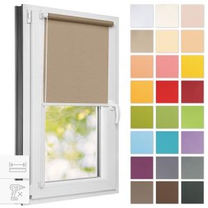 Estika Store Enrouleur sans percage - Beige foncé - 140 x 120 cm - Bloque 50-60% de la Lumière, Stores intérieurs pour Porte ou Fenetre (Estika, neuf)