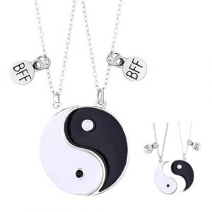 JUGUTA Lot De 2 Colliers Lot De Couple Yin Yang Collier Tai Chi Bagua Chaîne D'Amitié Ying Yang Pendentif Collier Bff Pour Couples Bijoux,Pour Meilleurs Amis, Amoureux Et Couples Cadeaux (ROXYROX FASHION, neuf)