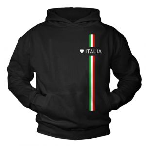 Makaya Pull Homme Marque Imprimé Coeur Love Italy Sweat Sweat à Capuche Drapeau Italien Motif Italia Noir XXXXL (MAKAYA, neuf)