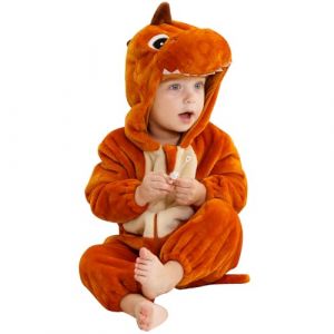 HAHASHOW B&eacute;B&eacute; d'hiver Grenouill&egrave;res Combinaison, Unisexe Animal Barboteuses Manteau &agrave; Capuche, Enfants Flanelle Pyjama Jumpsuit pour Gar&ccedil;on et Fille 18-24 Mois, Orange (BabyHome Supply, neuf)