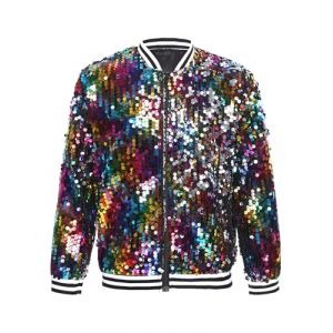 Miutii Veste &agrave; paillettes pour enfants gar&ccedil;ons et filles - Veste de baseball brillante - Veste bomber blazer - Hip Hop - Disco - Jazz - Costume de danse, color&eacute;, 134-140 (Miutii, neuf)