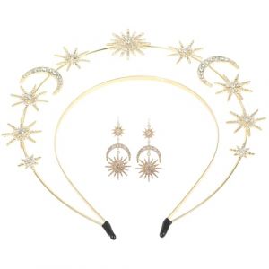 SHERCHPRY Serre-t&ecirc;te Soleil et Lune Coiffe M&eacute;di&eacute;vale pour Bal de Promo Accessoire de D&eacute;guisement Diad&egrave;me &Eacute;toile et Lune pour Accessoires de Cheveux de Fille (Dnna Huang, neuf)