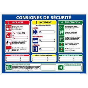 Signal&eacute;tique.biz France - Consignes de S&eacute;curit&eacute; - PVC - 300 x 420 mm - Panneau d'affichage Consignes S&eacute;curit&eacute; Plastique - Protection Anti-UV (Forum France, neuf)
