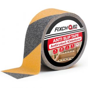 FIXCHORD Bande Antid&eacute;rapante adh&eacute;sive, 5mx25mm Ruban antid&eacute;rapant, int&eacute;rieur/ext&eacute;rieur, Bande Antid&eacute;rapante Escalier pour nez de marche, imperm&eacute;able, haute traction, grain 80, jaune et noir (HOMMAND EU, neuf)