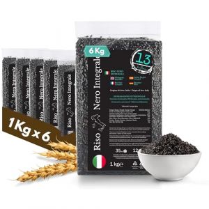Riz noir complet italien 6 kg &ndash; Sans gluten, riche en fibres et antioxydants &ndash; Ar&ocirc;me naturel de pain &ndash; Cultiv&eacute; dans le Pi&eacute;mont &ndash; Id&eacute;al pour les risottos et les plats gastronomiques | 13 di Ilaria (13 di Ilaria, neuf)