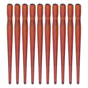 10 Pièces Porte-stylo Plume, Prise en Main Confortable Plus Lisse Bois de Santal Porte-plume Comique Fabrication Exquise Plume Comique Plume Calligraphie Plumes pour Art Peinture(Couleur bois rouge) (BOLONIYA, neuf)