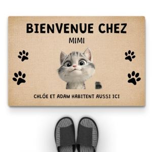 Cadeau Plus Tapis Personnalis&eacute; Pr&eacute;nom - Bienvenue chez - Paillasson Personnalis&eacute;, Paillasson Entree, Tapis personnalis&eacute; entr&eacute;e (#1) (CADEAUPLUS, neuf)