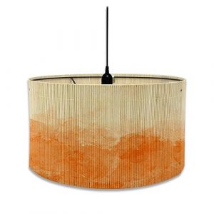 FANSU Abat-Jour en Tissu Classique Tambour Abat-jour, Color&eacute; Remplacement Abat, Jour Fait &agrave; la Main, pour Lampe de Table, Suspension, Lampe de Chevet, Lampadaire (30x30x20cm,Orange) (JINBO, neuf)
