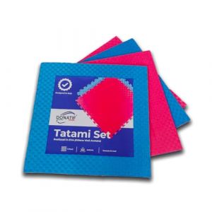 DONATIF Tapis de gym Tatami – Tapis Puzzle 4 Pack 100 x 100 x 4 cm – Tapis de gym en Eva – Tapis Fitnes – Sol anti-traumatisme (rouge/bleu) (DONATIF, neuf)