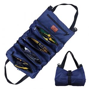 Sinand Sac à roulettes pour Outils, Sac à Outils en Toile pour Clés à Molette, Sac à roulettes Polyvalent avec 5 Poches à Fermeture éclair, Idéal pour Les Plombiers et Les électriciens(Bleu) (ZAMBETTI ANNA, neuf)