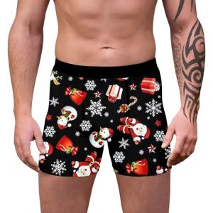 G&eacute;n&eacute;rique Cale&ccedil;on Homme No&euml;l Calecon Personnalise Homme Sport Personnalisable Boxer Rigolo Noel Calecon Microfibre Shorty Transparent sous-V&ecirc;tements Cadeau Noel Shorty (Cine montinr, neuf)