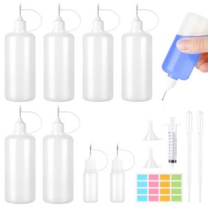 Amentalove 8 Pièces Flacon Pipette, 100ml 10ml Flacon Pipettes en Plastique Souple, Bouteille Plastique, Bouteille de Colle Vide avec Pointe d'Aiguille pour L'artisanat Huiles Colles Peintures (XINGPENGLAI, neuf)
