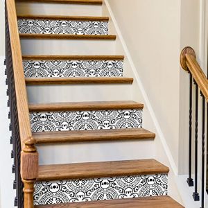 funlife 13Pcs style scandinave Stickers adhésifs escalier, autocollant de contremarche d'escalier Bricolage pour décoration, 18x100cm Motif italien noir (Funlife Home Decoration, neuf)