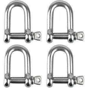 4 Pièces M8 Manille Inox Acier, Manille droite en forme de U avec Goupille à Vis Filetée, Manille D'anneau de D de Chaîne pour Suspendre des Sacs de Sable et Bateau Naviguer Auto Remorquage (PureZone2025, neuf)