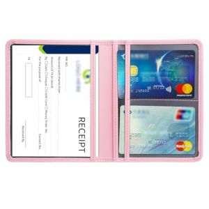 URAQT Porte Papiers Voiture, Pochette Permis de Conduire la Carte Grise Assurance Carte d'identité Porte Document Véhicule Cuir Etui pour Papiers de Véhicule（Rose） (Cinye, neuf)