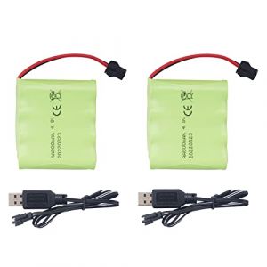 ZYGY 2PCS AA 4.8V 800mAh Rechargeable Prise SM2P de Batterie de Voiture Jouet RC RC Camion Cascadeur Voiture Pelle Jouet Voiture Batterie et Accessoires 2PCS câble de Charge USB (Yihongtong technology, neuf)