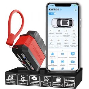 KONNWEI KW906 Car OBD2 Diagnostic, Bluetooth5.2 OBD II Scanner, Lecteur de Codes Défaut & Effacement MIL,OBD2 Scanner All Systems,Diagnostic Moteur en Temps Réel, Voiture Test,Compatible iOS/Android (Home's harbor, neuf)