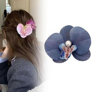 Pinces à cheveux fleur d'orchidée papillon, épingle à cheveux orchidée papillon bohème, pinces à cheveux élégantes fleur d'orchidée artificielle en soie, pinces à cheveux fleur for femmes (Color : 1 (Tong Ting Official Store, neuf)