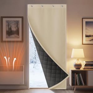 Rosnek Rideaux Thermique Isolant Anti Froid, L80 X H210 cm Décoration de Porte Fenêtre Intérieurs, Rideau de Porte Matelassé Imperméable, Isolant Thermique, Coupe-Vent, 1 Pièce, Beige (ROSNEK-FR, neuf)