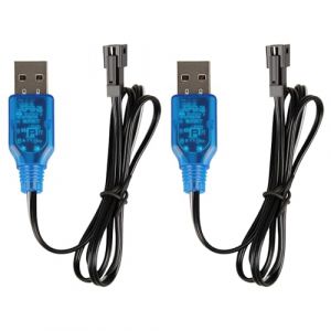 2pcs Chargeur Batterie 3.7v avec Prise SM-2P C&acirc;ble de Charge USB, NI-MH Battery USB Charger Cable de Chargeur Prise pour Voiture RC Bateau Drone Avions RC et Autres Jouets T&eacute;l&eacute;command&eacute;s (DAOLIANGKEJI, neuf)